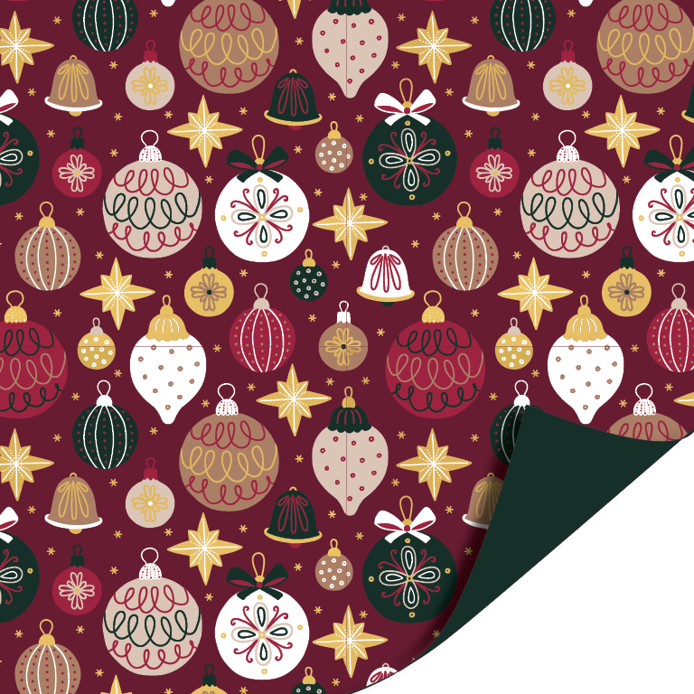 2 Rollen Dubbelzijdig inpakpapier Kerst ornament 30 CM