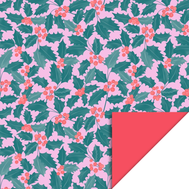 inpakpapier Hulst met besjes - Rood