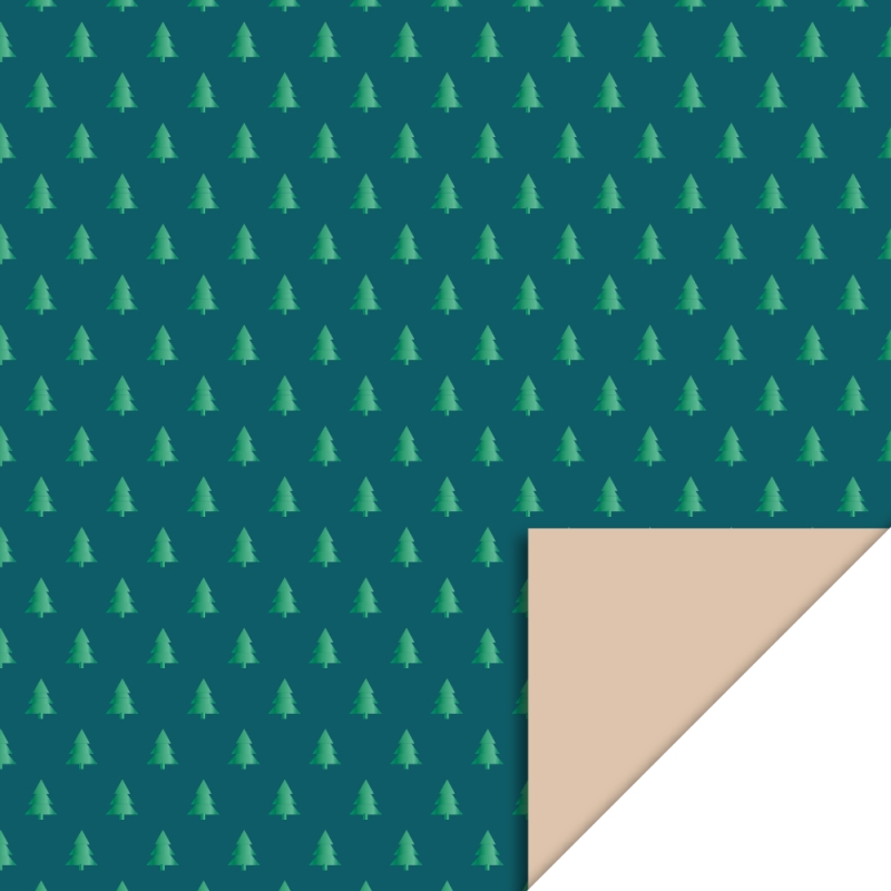 Inpakpapier Kerstboom Groen foil - Nude