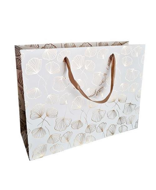 2 Luxe stevige draagtas Nature Wit - Goud
