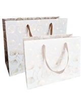 2 Luxe stevige draagtas Nature Wit - Goud