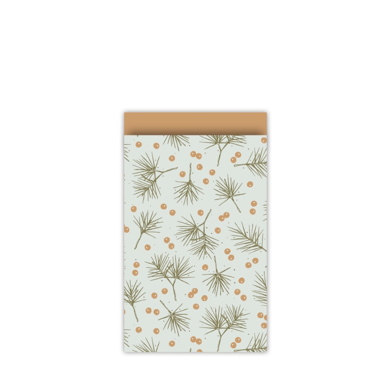 5 Stuks Geschenkzakje Hulst - Goud - M