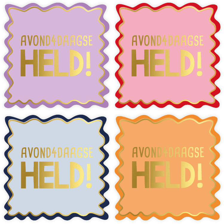 4 Stickers Avondvierdaagse Held - 60 X 60 MM